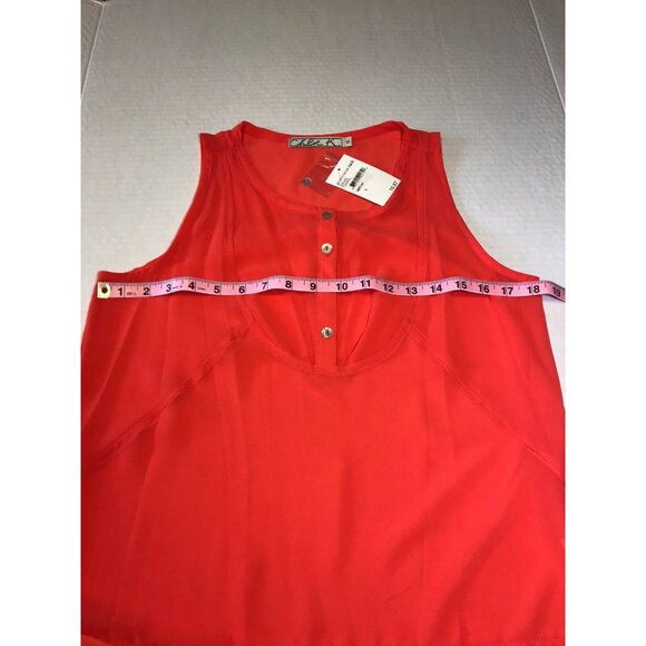 Chloe K Women's Size Small Blouse Sleeveless Sheer Button Front Coral New - Picture 8 of 12